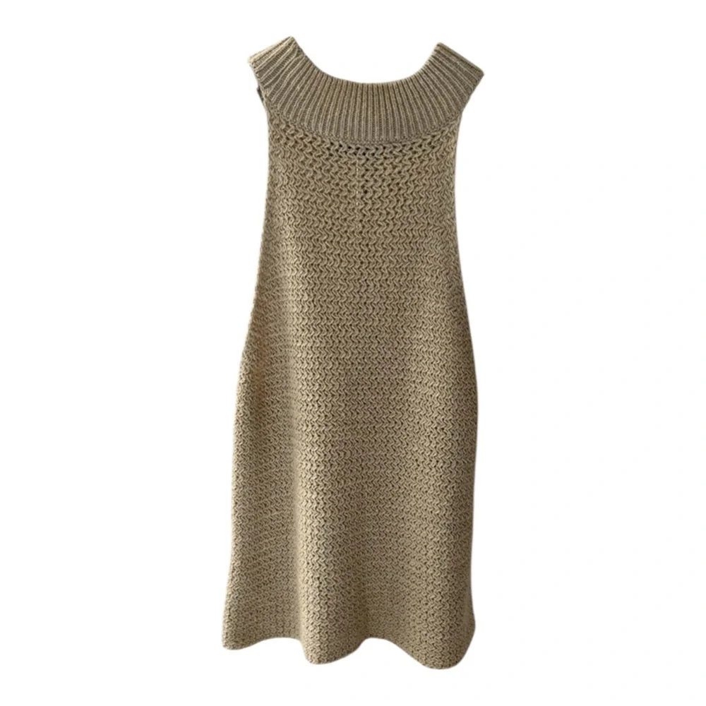Zara Textured Knit Mock Neck Sleeveless Sweater Tank Beige Oatmeal M - Picture 3 of 6